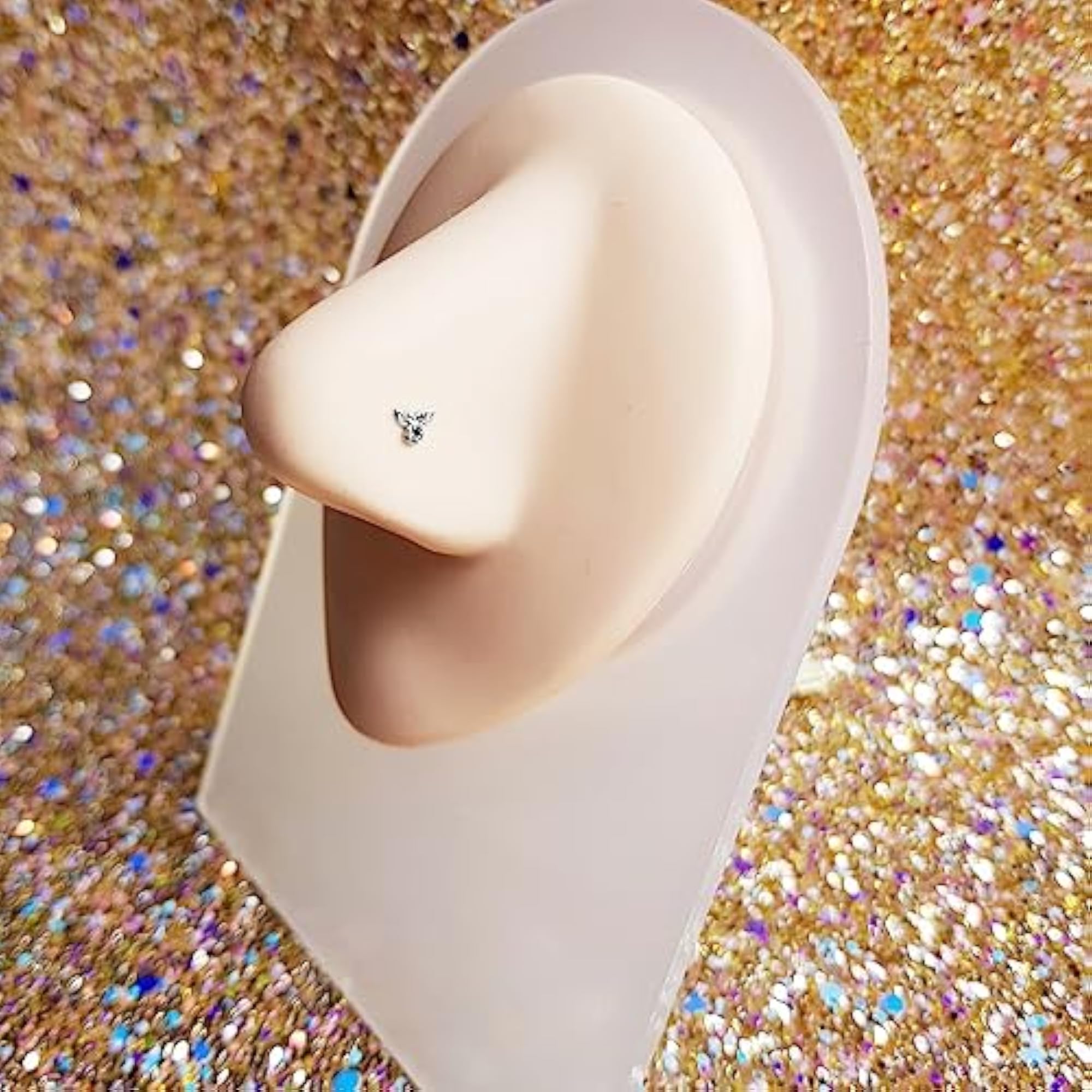 Women's 925 Sterling Silver Crystal Leaves Nose Pin Stud